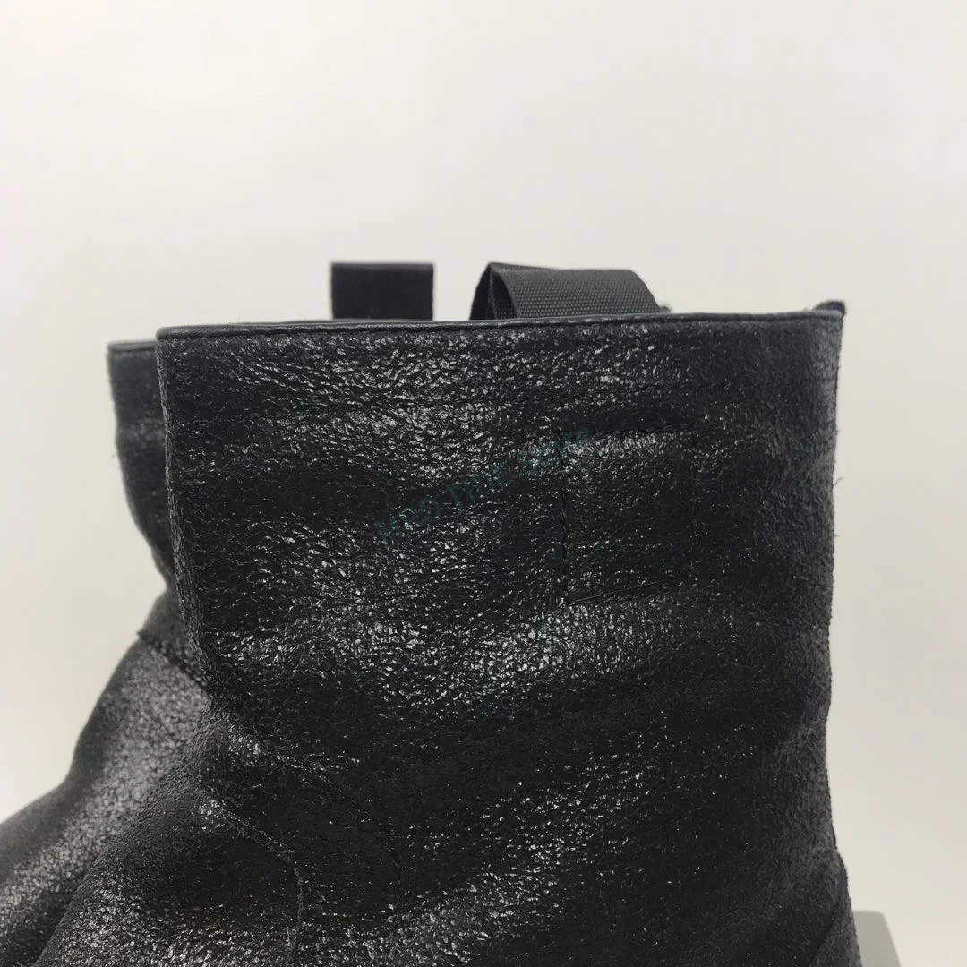 Brand Men Casual Shoes Genuine Leather Slip On High Top Man's Ankle Shoes Gothic Vintage Luxury Designers Fleece Wool Boots