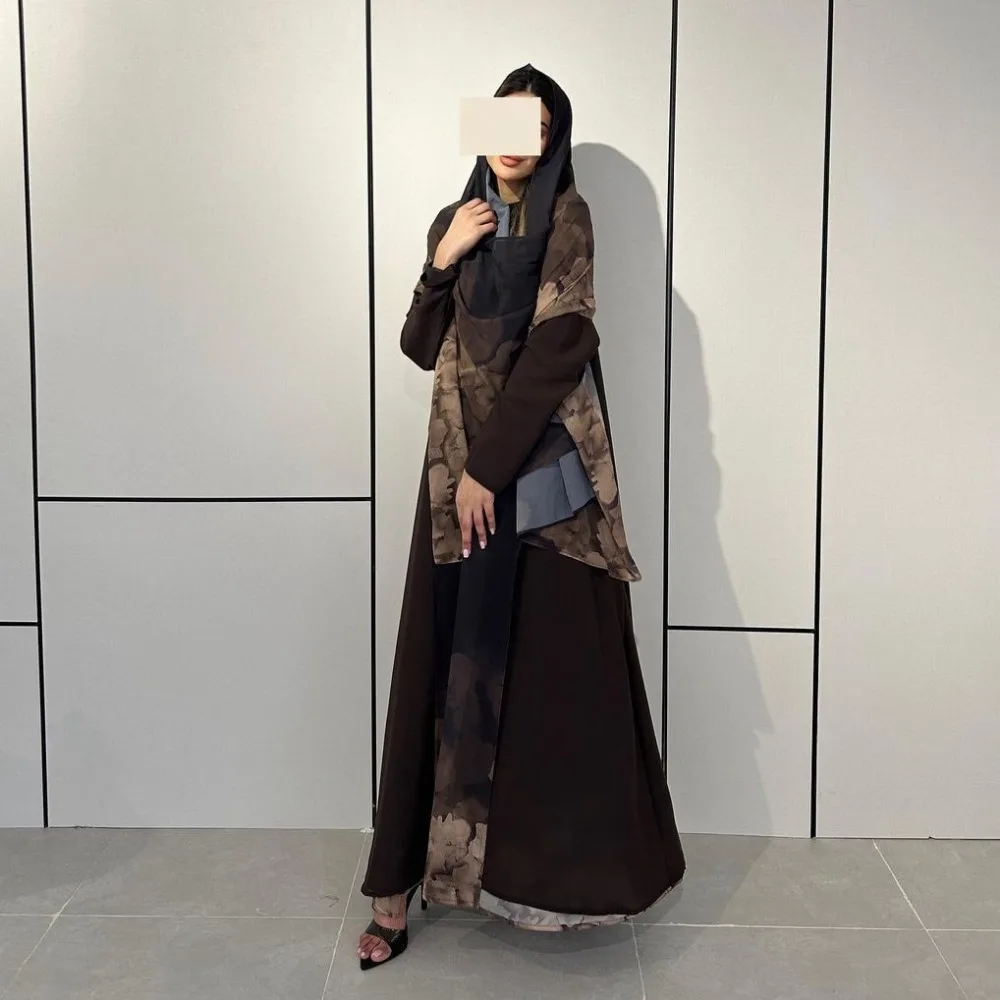 Abaya com lenço para mulheres muçulmanas, conjunto de 2 peças, cardigã casual, robe longo, festa kaftan, Ramadan modest caftan, Eid, Ramadan,