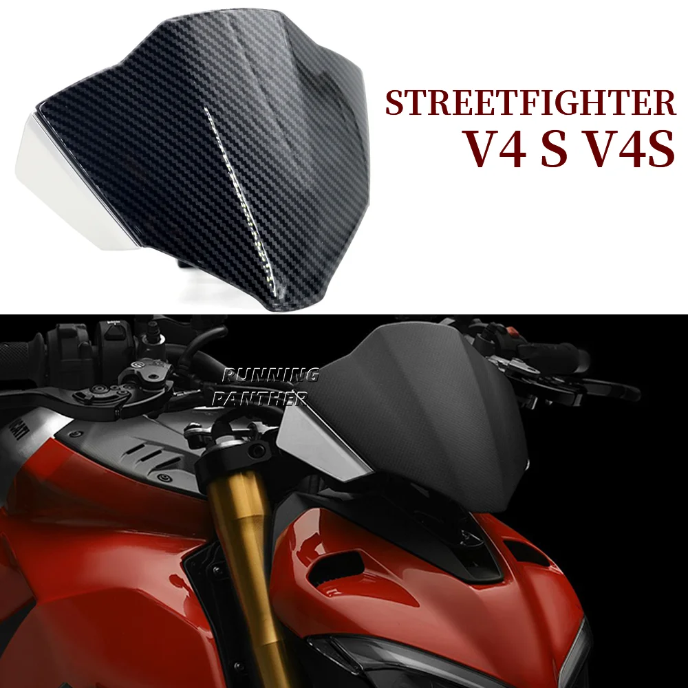 

Carbon fiber 2021 2022 2023 Motorcycle Sport Windshield Visor Windscreen Fits For Ducati STREETFIGHTER V2 Streetfighter V4 S V4S