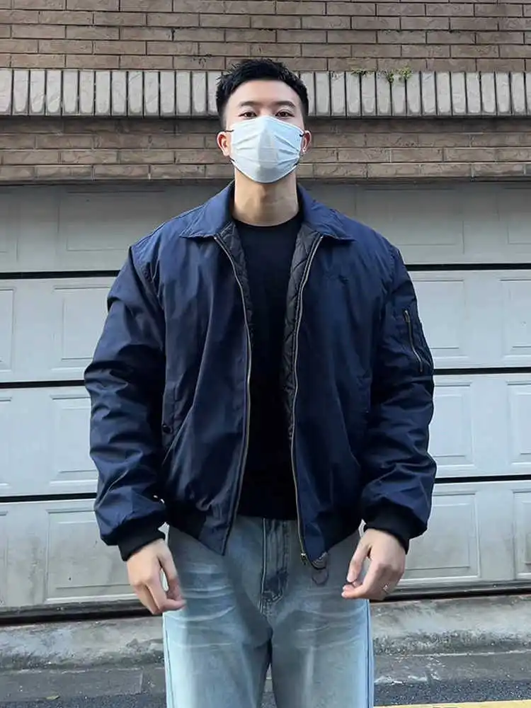 

ort American Sle Pilot Jaet Cotton Workwear for Men Youth Casual Warm Thiened Long Sve Zipper Closure Color