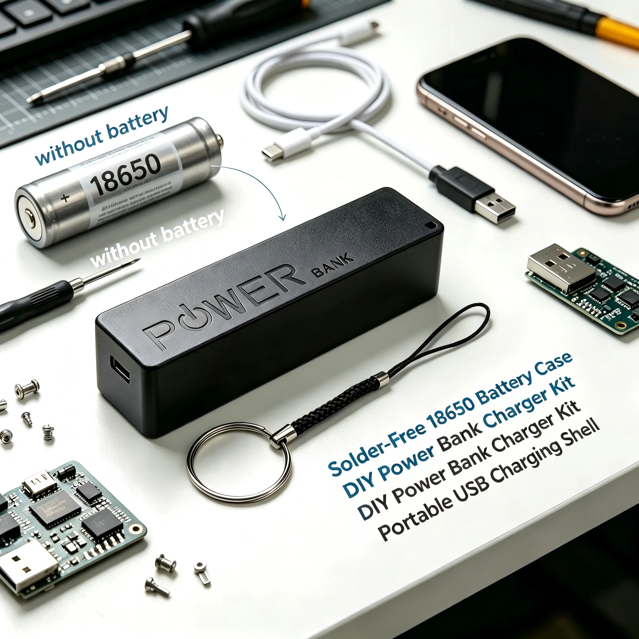 Solder-Free 18650 Power Bank Shell 5V USB Charger Battery Holder Case for Phone Electronic Charging Portable DIY Kit