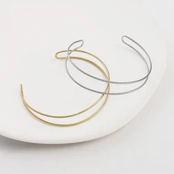 1pc 60mm Platinum/14K Gold Color Plated Double Lines Bangle Opened Bracelet For Women Girls Handmade DIY Jewelry Making Findings