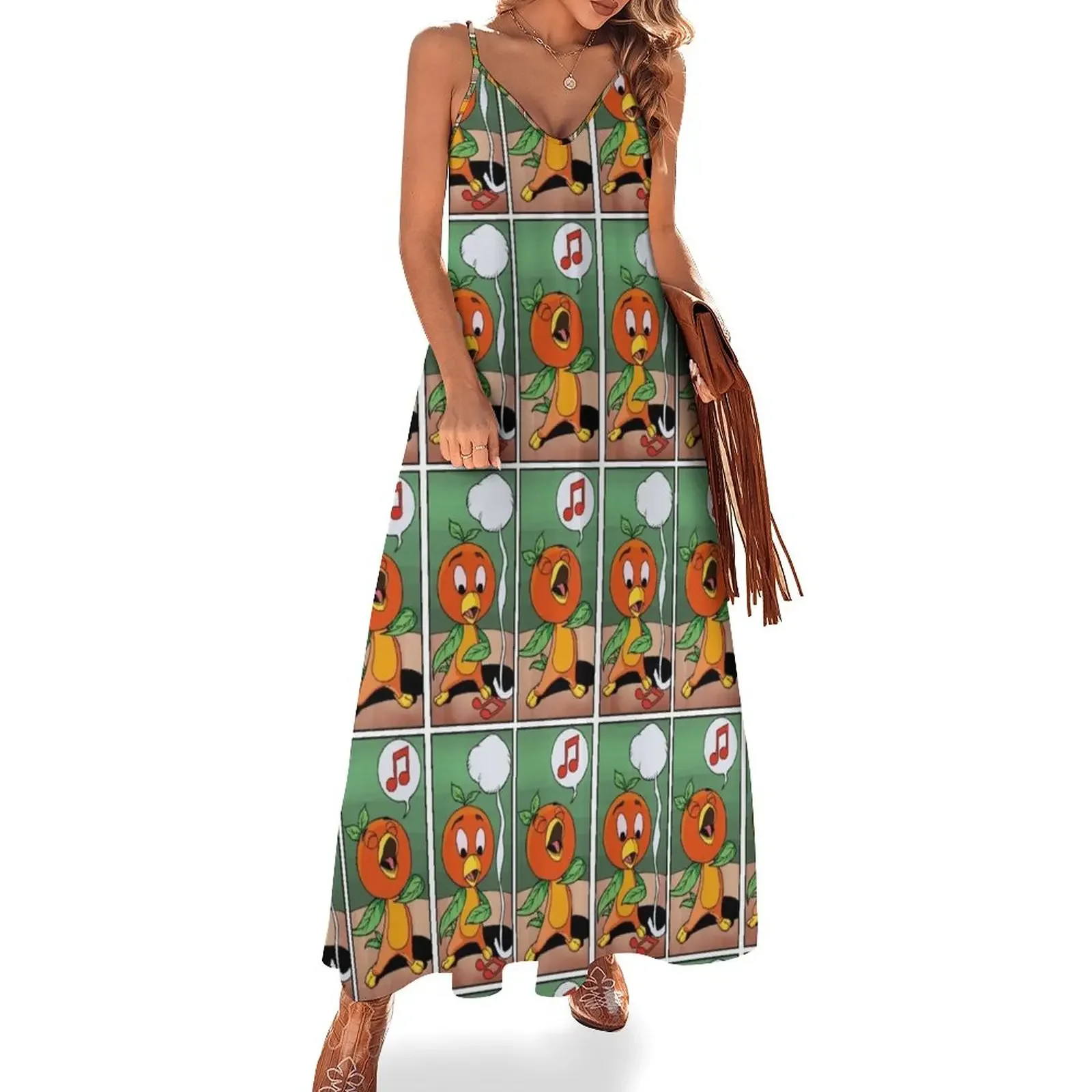 

Singing Orange Bird Sleeveless Dress dress Bridesmaid dress woman