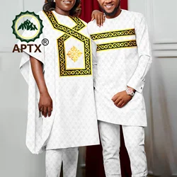 Couples Matching Clothing Set Wedding Nigerian Robe Pants 2 Pieces for African Women Men Clothing Outfits Evening Party Y23C049