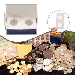 50 Pcs/Box Coin Paper Clip Coin Collection Album 12 Specifications Flip Coin Holders Square Cardboard Case Clip Stamp Holder