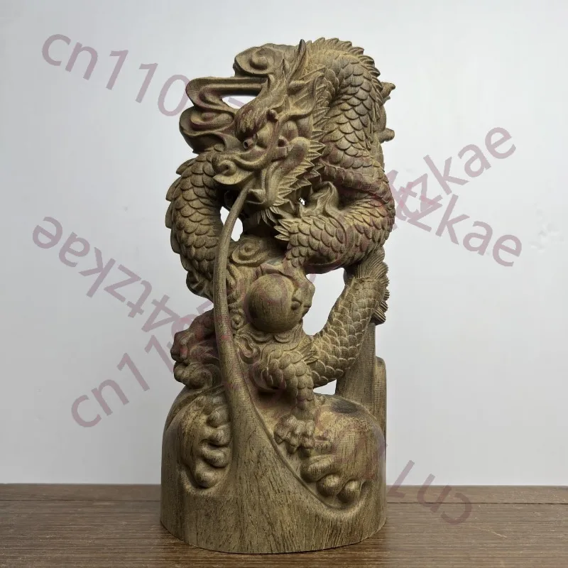 

Резная статуэтка дракона из агарового дерева - 27x13,5 см, китайская фигурка дракона, цельная деревянная статуэтка Фэн-шуй для домашнего декора
