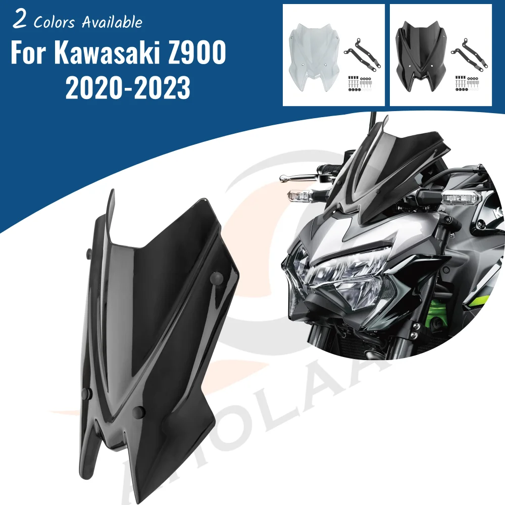 

Motorcycle Front Screen Wind Shield Accessories For Kawasaki Z 900 2020- 2021 2022 2023 Z900 Windshield Windscreen Air Deflector