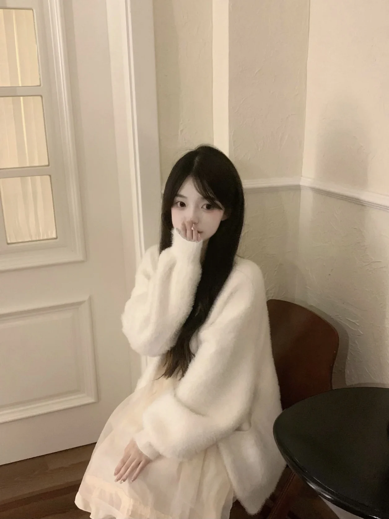 Frauen Lose Gestrickte Faux Nerz Pullover Mantel Herbst Winter Flauschigen Ins Sle Koreanische Version Neue 2025, Warme V Ne lange Sve