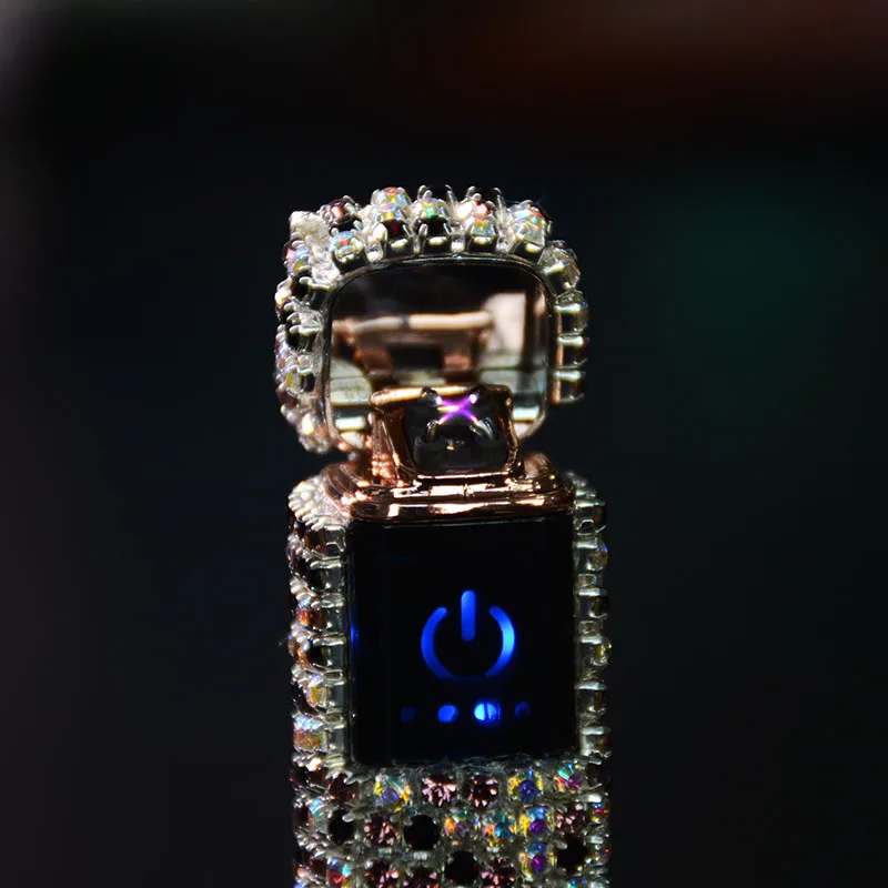 Portable Induction Lighter with Touch Screen, Rechargeable, Fashionable Rhinestone, Smoking Accessories, Ladies Gifts