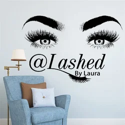 Eyelashes Custom Wall Sticker Lashes Salon Beauty Women Beautiful Stickers Lashes Art Vinyl Decal Makeup Extension Room HY26