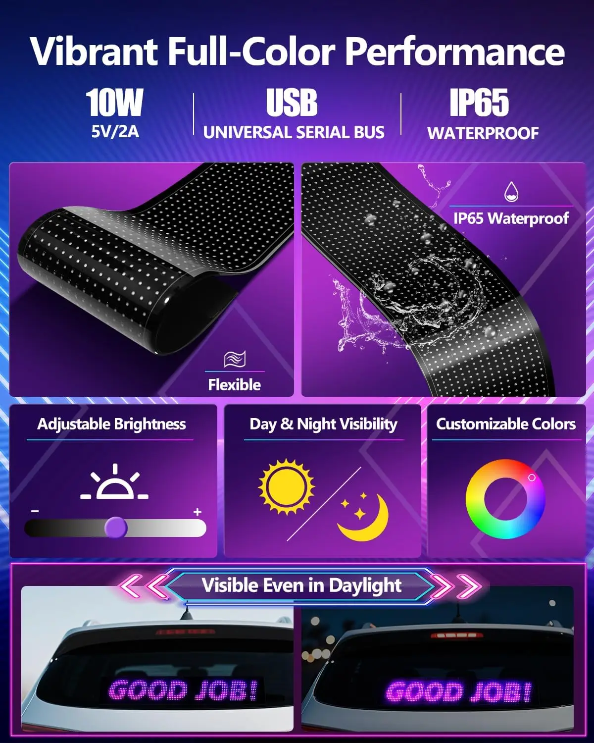 2025 Upgrade Multifunctional LED Matrix Panel ,APP Control Scrolling LED Sign, Custom,Graffiti Flexible Led Matrix Panel for Car