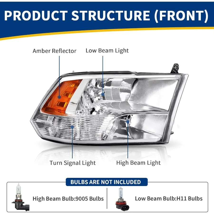 مجموعة مصابيح أمامية متوافقة مع 20092018 دودج رام 1500 20102018 دودج رام 2500 3500 20192022 رام 1500 شاحنات بيك اب كلاسيكية #2