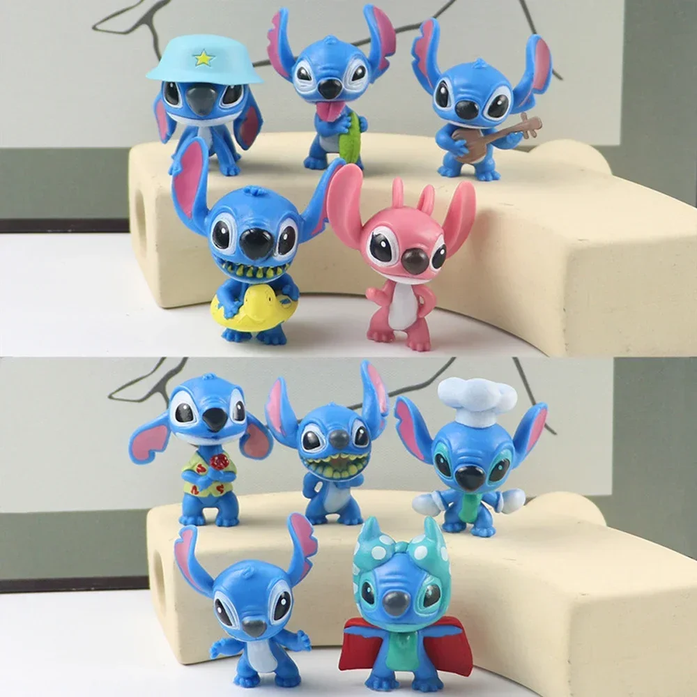 10 stks Anime Figuren Stitch Pop Cartoon Stitch Speelgoed Ornamenten Micro Landschap Taart Decoratie Model Pvc Figuur Kid Verjaardagscadeau