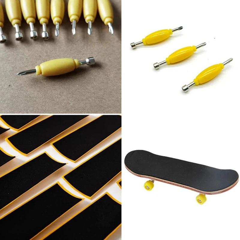 12 Pack Fingerboard Grip Tape Sticky Foam Sticker Replacement + Screwdriver Tool Nut Driver Spare Parts For Finger Skateboards