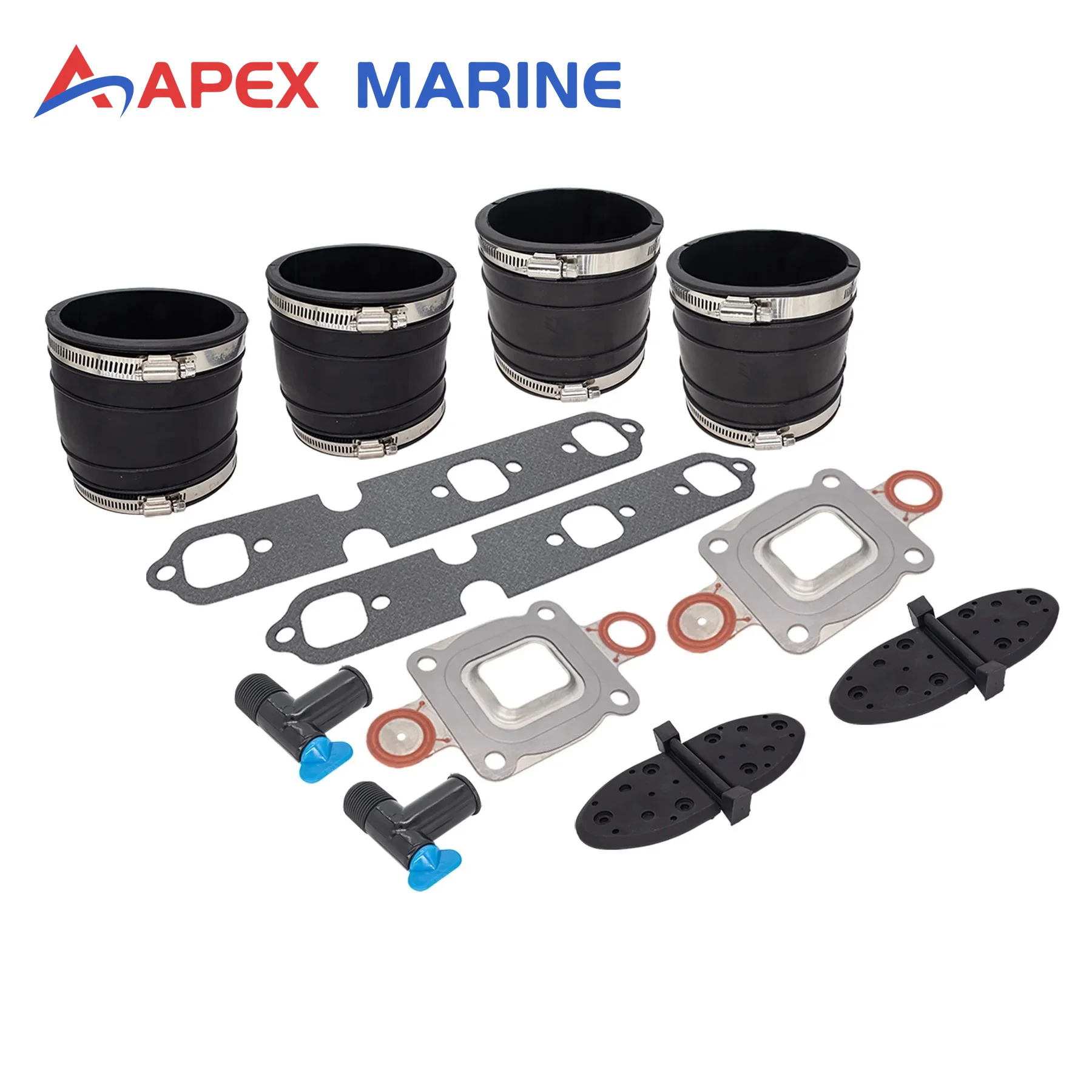 For Mercruiser GM V6 S.B. Dry Joint 4 Inch Exhaust Mainfold Bellow Gasket Kit 32-44348T 32-14358T 864850A02 99757 806926A1