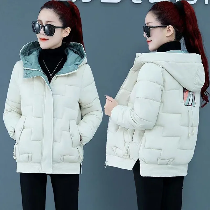 

2023 Fashion Short Hooded Down Padded Jacket Winter Women's New Padded Jacket Padded Jacket Loose Thickened Warm Coat Commute