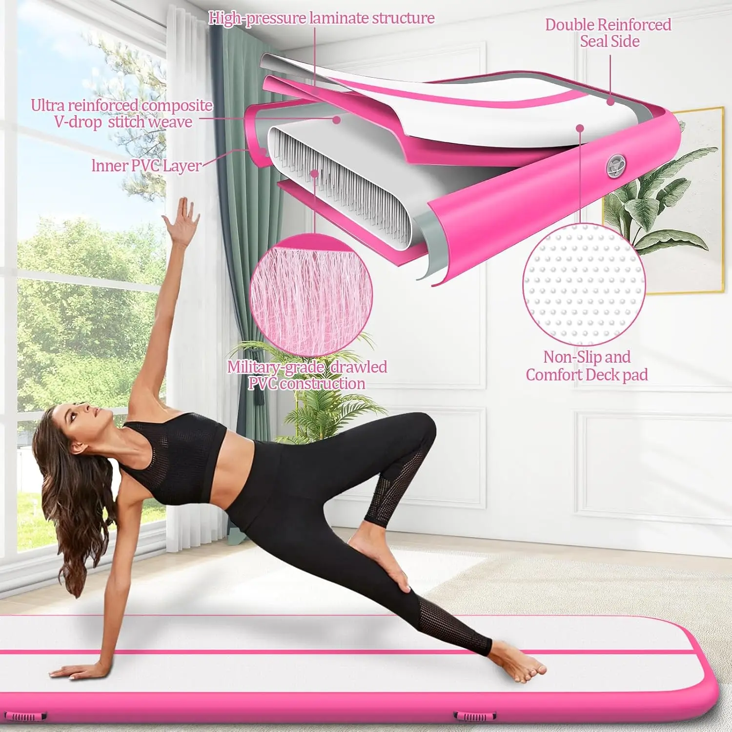 Brand new Air Mat Tumble Track, Gymnastics Mats Tumbling Track with Electric Air Pump for Home Use Cheerleading Training Kids