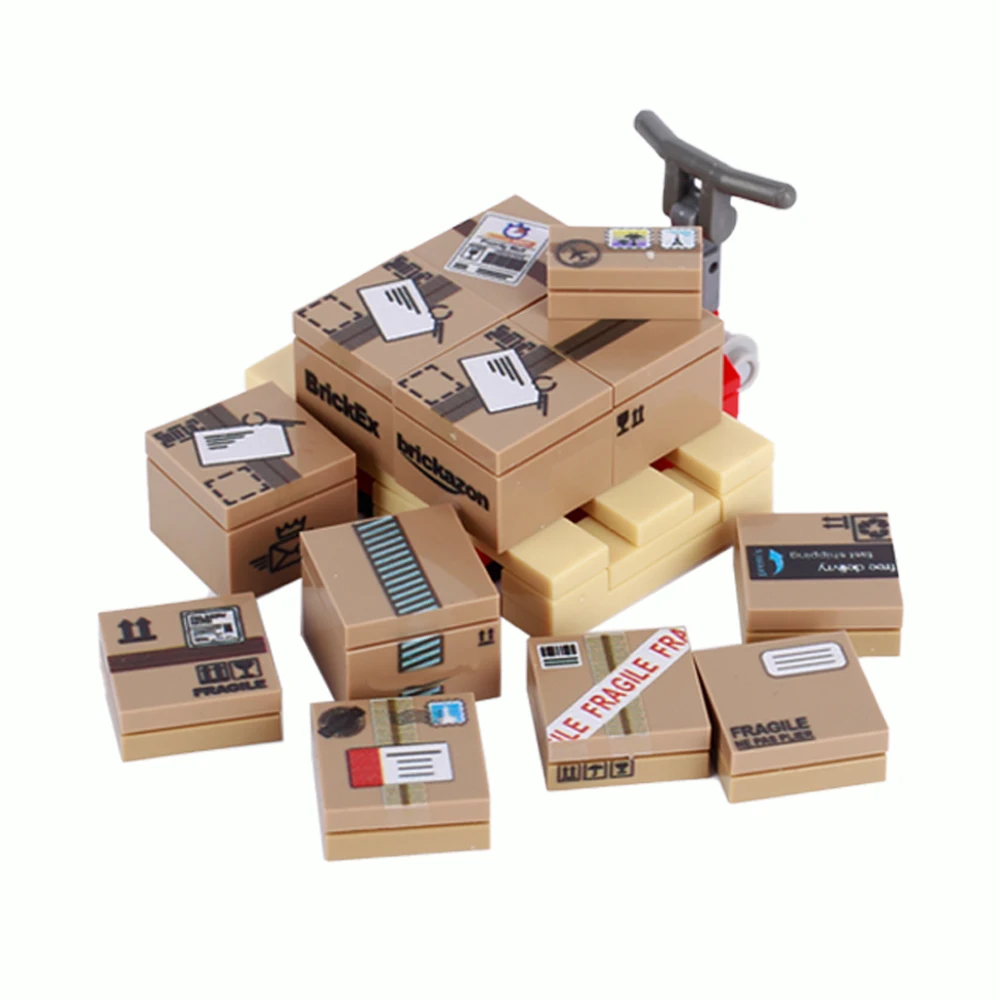 MOC مدينة البناء وحدات الصناعية رافعة شوكية شاحنة اكسبرس صندوق البريد رسالة مطبوعة الطوب اللعب #4