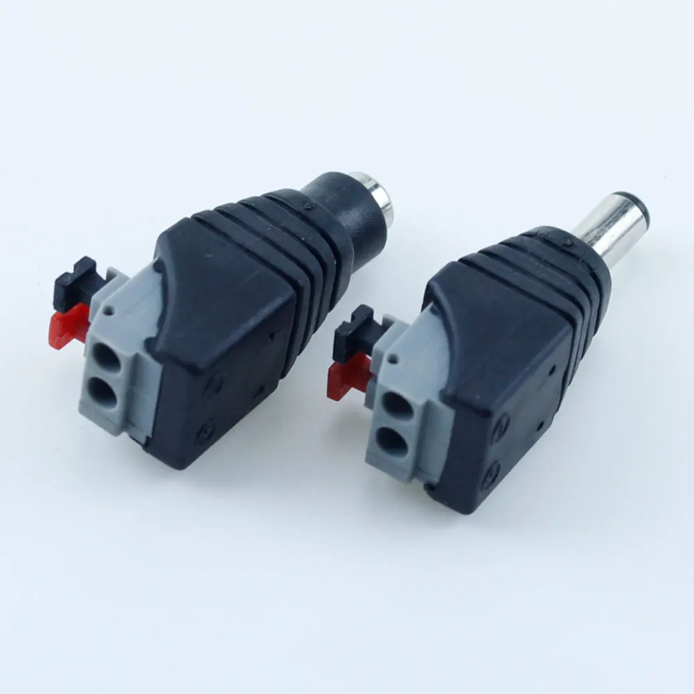 1PCS DC solderless press type adapter 5.5X2.1mm male and female DC power supply security monitoring plug