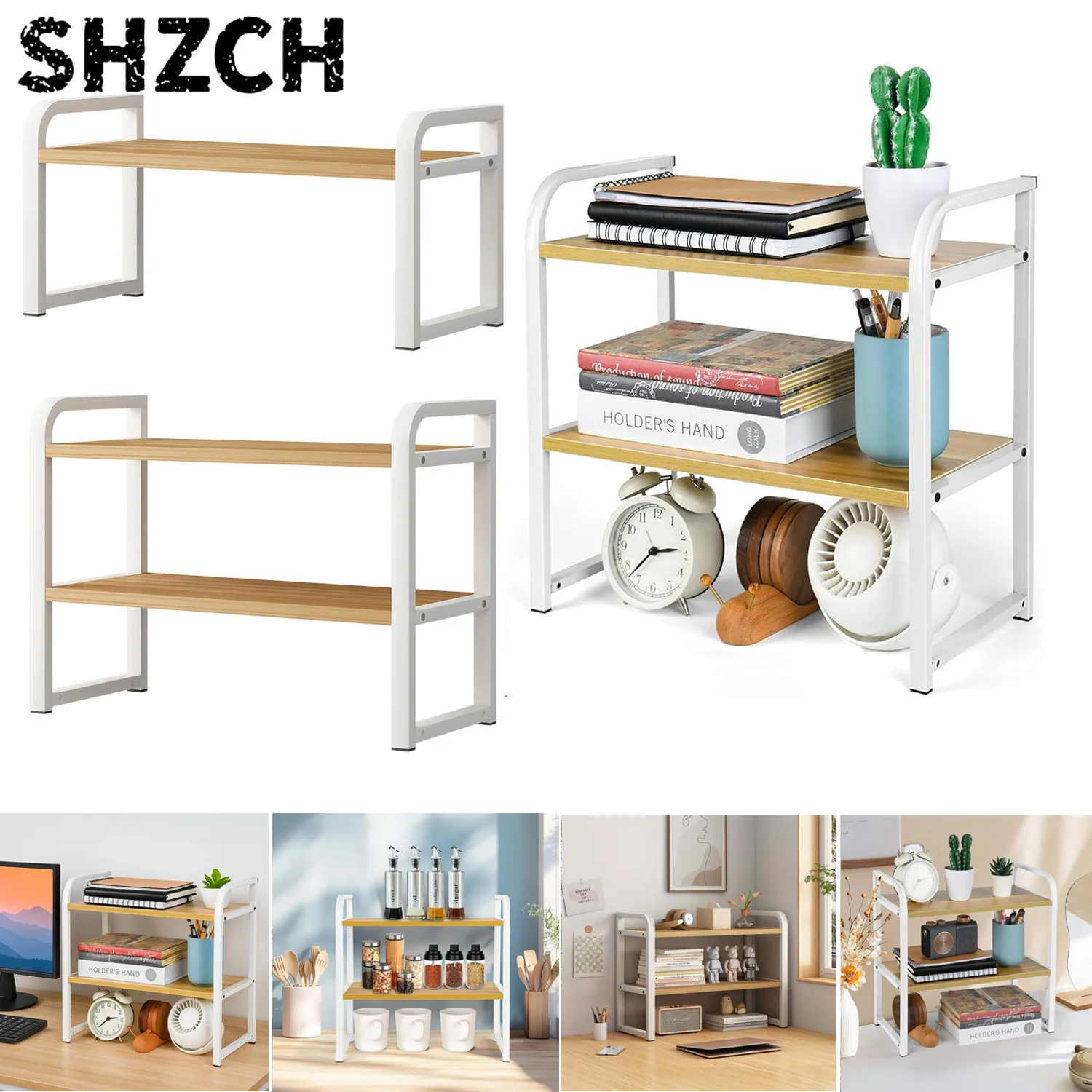 NEW Metal Desktop Bookshelf Freestanding Adjustable Height , Space-saving Desktop Organizer, Holds Up To 20kg