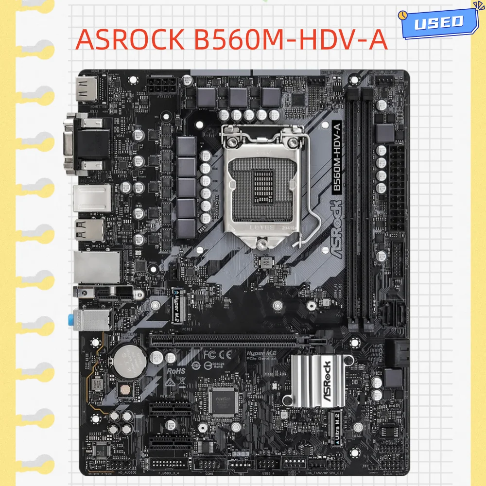 ASROCK B560M-HDV-A Motherboard LGA1200 M.2 Intel B560 2x DR4 64GB support i5-11400F i9-10900 i5-10500 i9-10900 cpu test