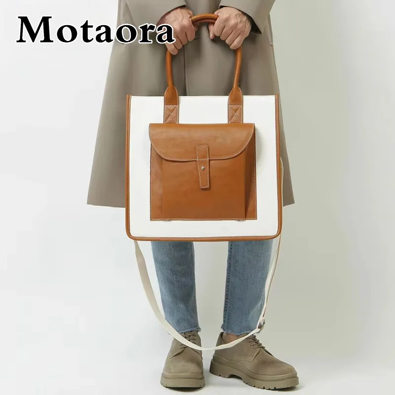 

MOTAORA 14 Inch Laptop Messenger Bag for Men Leather Business Briefcase - Large Capacity Shoulder Bag for Work Office & Commuter