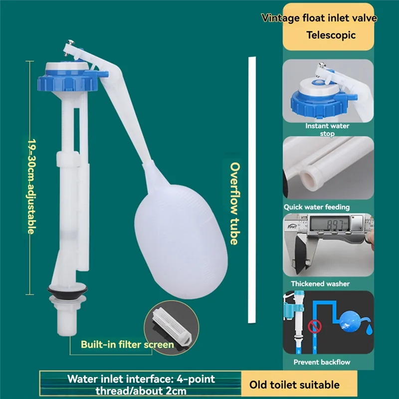 A47U كرات خزان المرحاض من النوع القديم القابل للتعديل مع صمام مدخل G1/2 كرة تعويم للتحكم في مستوى المياه ملحقات المرحاض #5