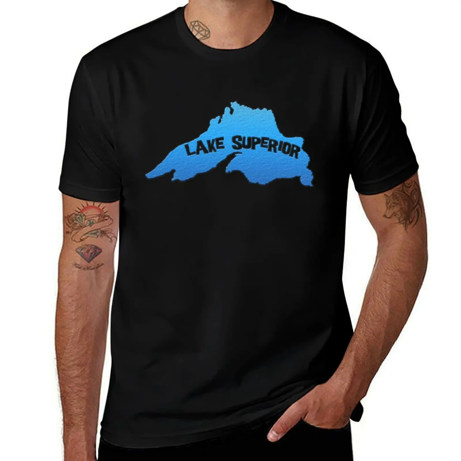 Lake Superior Outline T-Shirt Sporty Casual Quick Dry T-Shirt