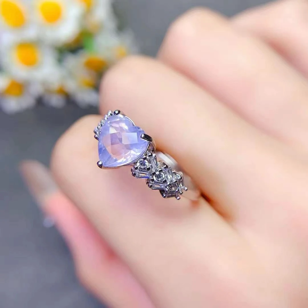 Light Purple Natural Amethyst Ring 10mm 4ct Amethyst Jewelry 18K Gold Plated 925 Silver Crystal Ring for Daily Wear