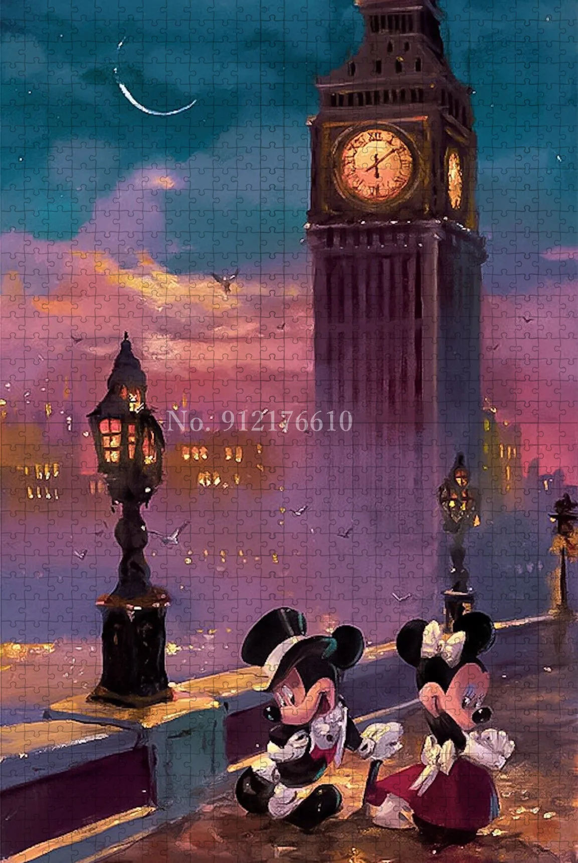 Disney-rompecabezas de Mickey y Minnie para adultos y niños, juego de descompresión inteligente, 1000 piezas, Londres, Venecia