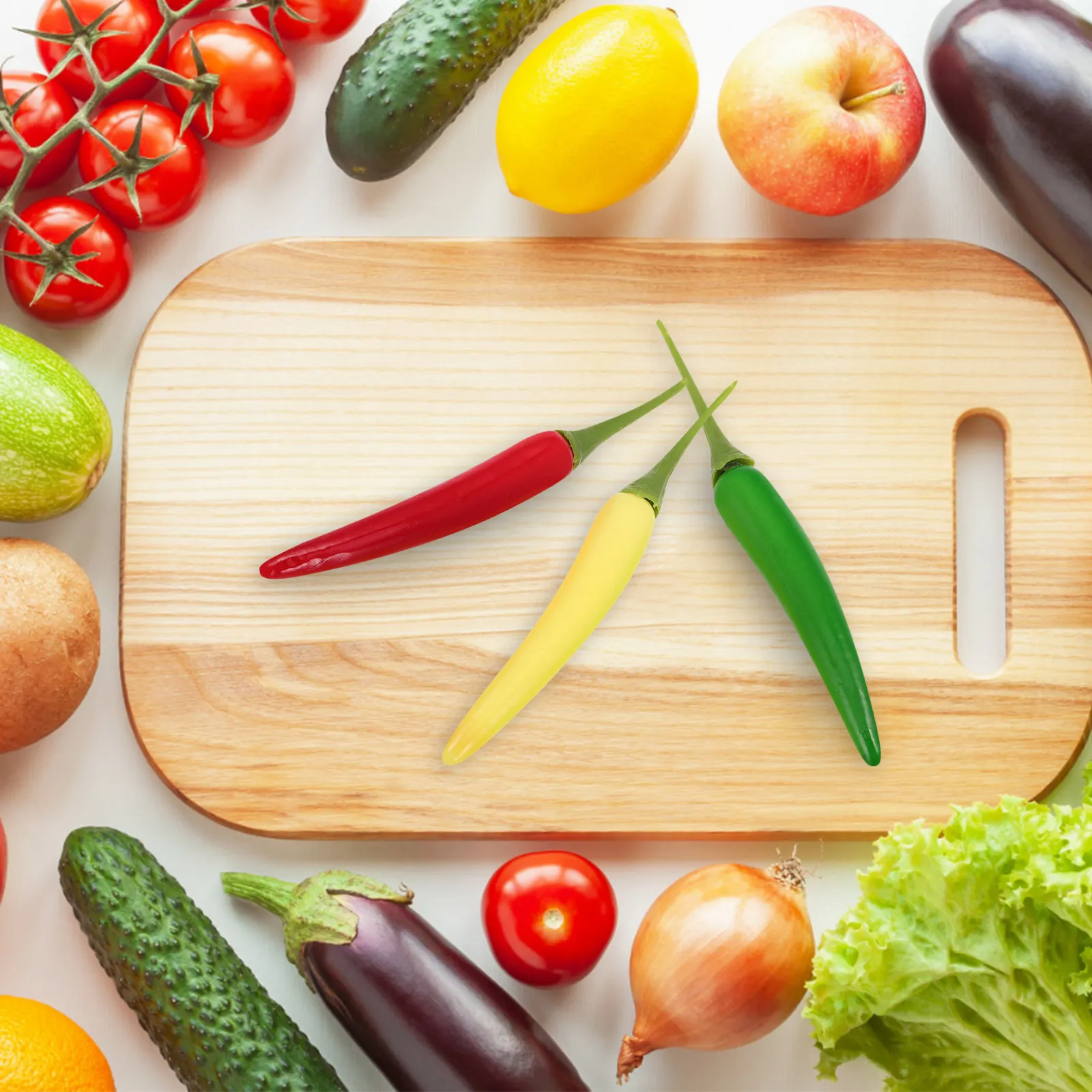 12 Piezas de Chiles Simulados Realistas, Decoración de Vegetales Artificiales para Fotografía de Alimentos, Decoración de Mesa de Postres, Estilismo para el Hogar, Cocina y Bar