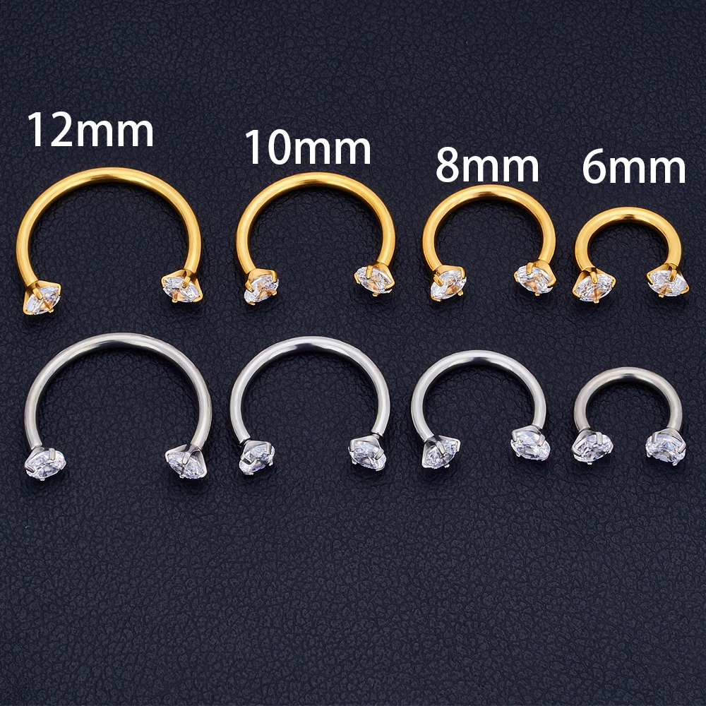 1/5/50Pcs G23 Titanium ASTM-F136 Piercings Nose Ring Internal Thread C Rod Zircon Wholesale Body Jewelry For Women