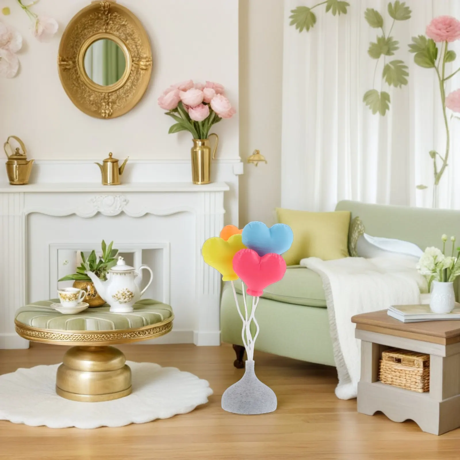 

Миниатюрные шары в форме сердца для декора кукольного домика, имитация шариков на подставке, реквизит для миниатюрных сцен, на День святого Валентина и День рождения