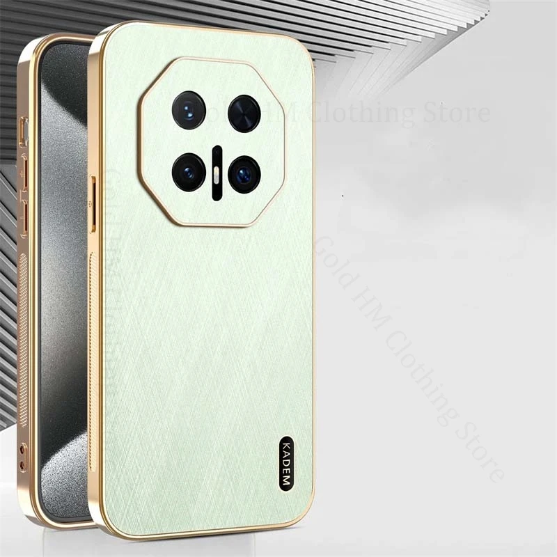 

6D Plating Leather Gold Silk Texture Phone Cases For Huawei Mate 80 70 Air 70RS 60 Pro Plus Electroplated Cover Mate 60 Pro Max