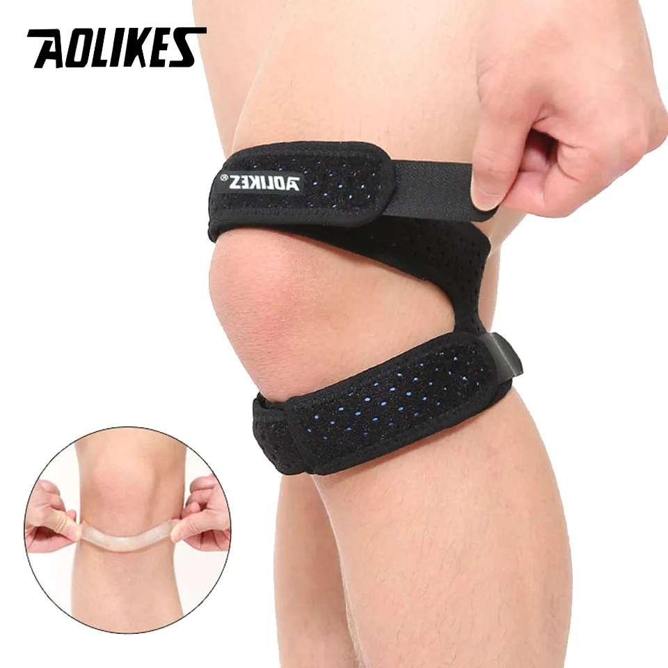 AOLIKES 1Pcs Adjustable Patella Knee Strap with Double Compression Pads Knee Support for Running Basketball Football Cycling