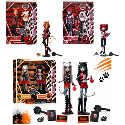 Monster High Boo-Riginal Creeproduction Meowlody Purrsephone Werecat Toralei Operetta Twin Cat 28cm Fashion Doll Collectible Set