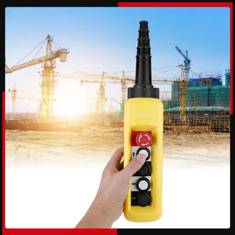 Crane Chain Hoist Push Button Switch Lifting Pendant Controller 4 Buttons