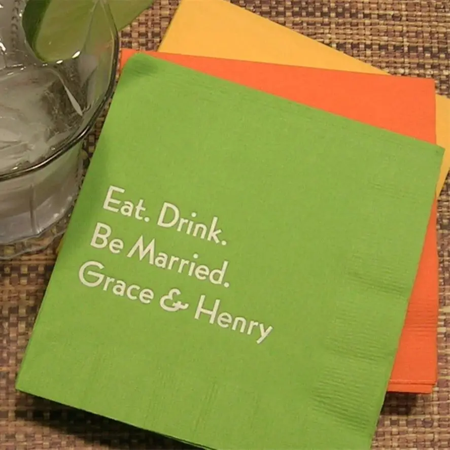 

personalized cocktail napkins wedding napkins for wedding reception available in 26 colors add your names for custom napkins set