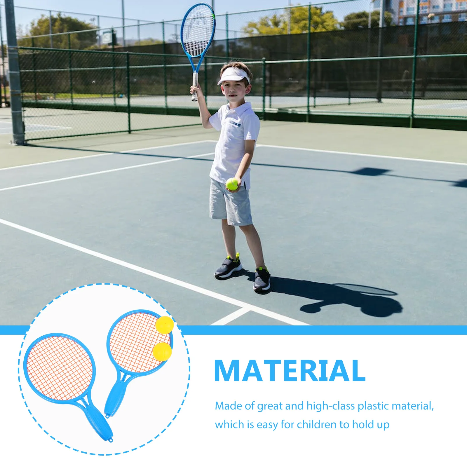 

1 set Kids Tennis Racket Set Lightweight Durable Plastic Material Bright Color Children Sports Toy Gift Toddler Play Equip