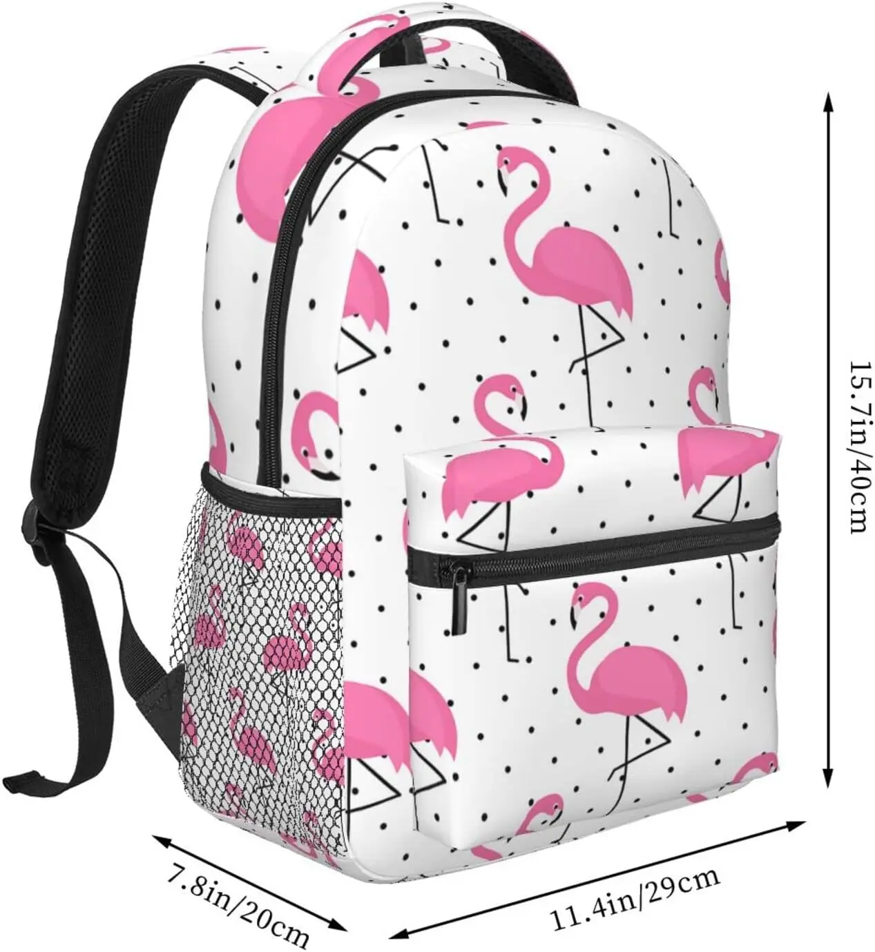 Pink Flamingo Pattern Dots Stylish Casual Backpack Purse Laptop Backpacks With Multiple Pockets Computer Daypack Work Business