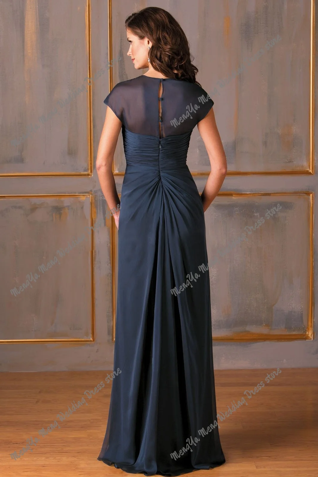 Elegant Mother of the Bride Dresses 2025 A-Line O-neck Chiffon Customized Pleated Beading Wedding Guest Dress Vestidos de Gala