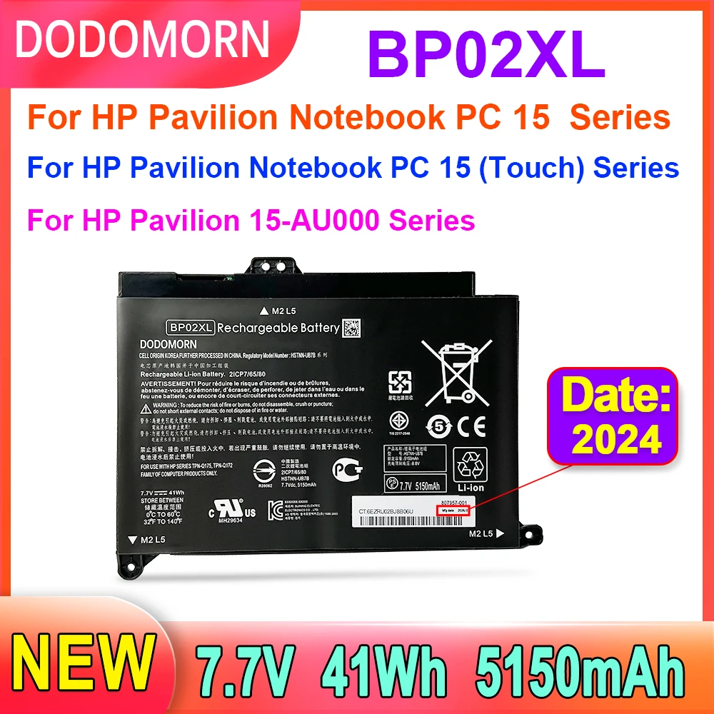 New BP02XL Laptop Battery For HP Pavilion 15-AU038TX 15-AU097TX 15-AU093TX 15-AU040TX 15-AU037TX 15-AU136TX 15-AU010WM 41Wh