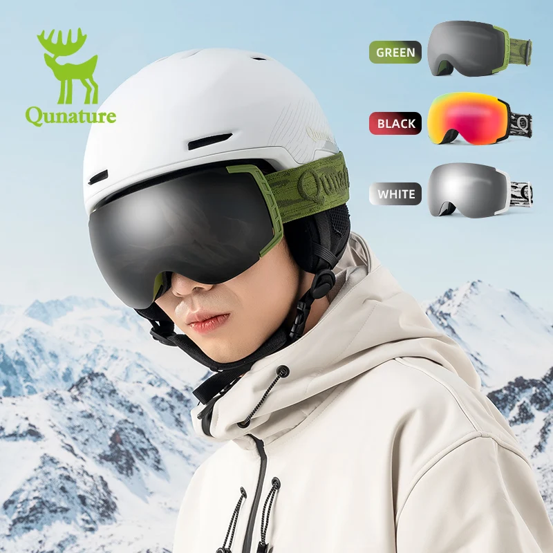 Qunature Double Anti-Fog Ski Goggles Can Wear Myopia Glasses Anti-Collision Anti-Glare Lens Outdoor Sport Snowboarding Skiing