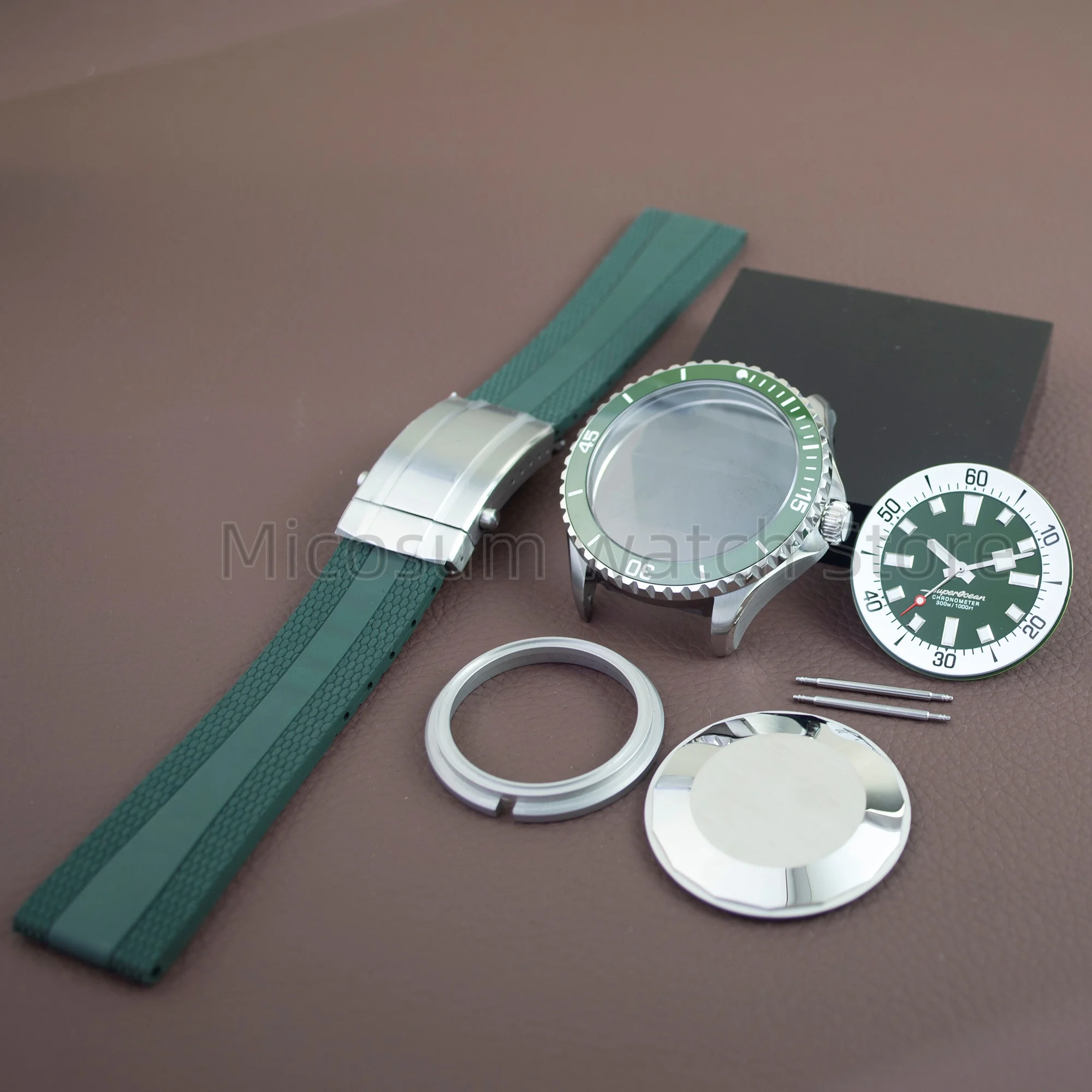 

for SUPEROCEAN NH35 Case Rubber Strap Dial Hands 200m Dive Watch Case Men Stainless Steel Sapphire Glass for NH35 NH36 Movement