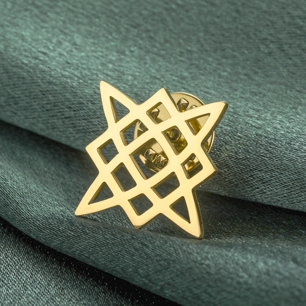 Dawapara Svarog Square Star of Russia Brooch Pins Slavic Pagan Symbol Scandinavian Amulet Stainless Steel Jewelry