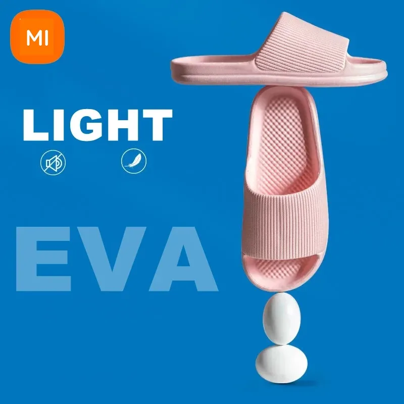 Xiaomi-zapatillas de baño con plataforma gruesa para mujer, chanclas antideslizantes de suela suave EVA para interiores, chanclas de verano