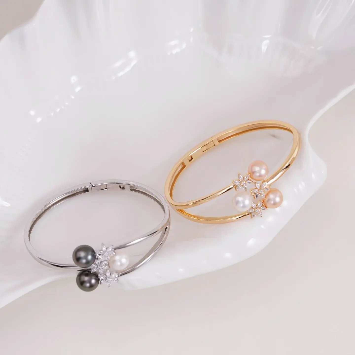 S925 Sterling Silver Bracelet Mountings ADJUSTABLE Bangle Findings Jewelry Parts Fittings Accessories for 8-9mm Pearls