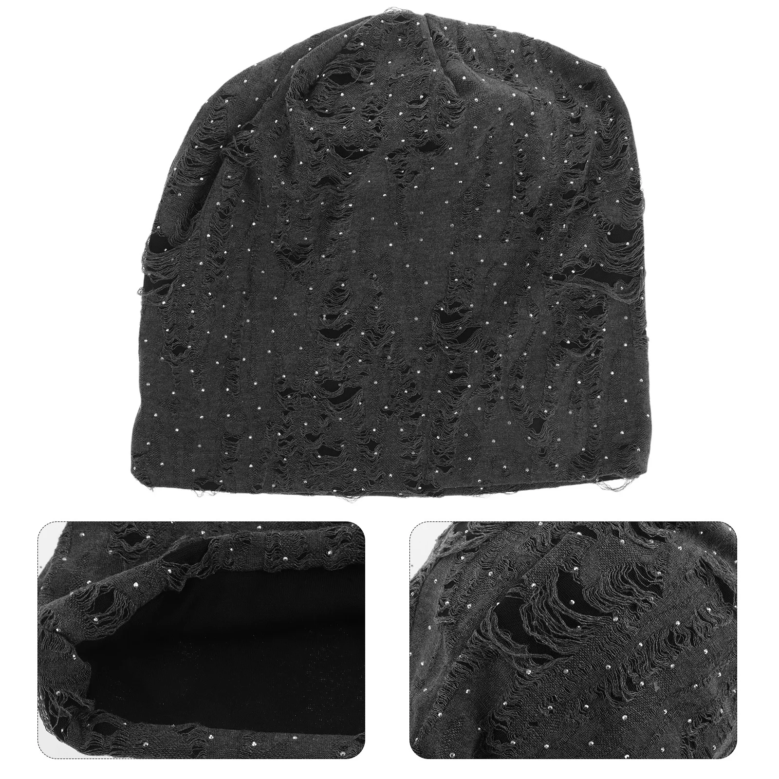 

Retro Beanie Hat for Men and Women Rhinestone Embellished Unisex Vintage Lightweight Warm Knit Cap for Spring Autumn