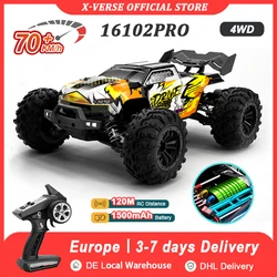 1:16 70KM/H High Speed RC Car with LED 2.4G Brushless 4WD Remote Control Car Off Road 4x4 Toys for Boys 16102PRO 16101PRO