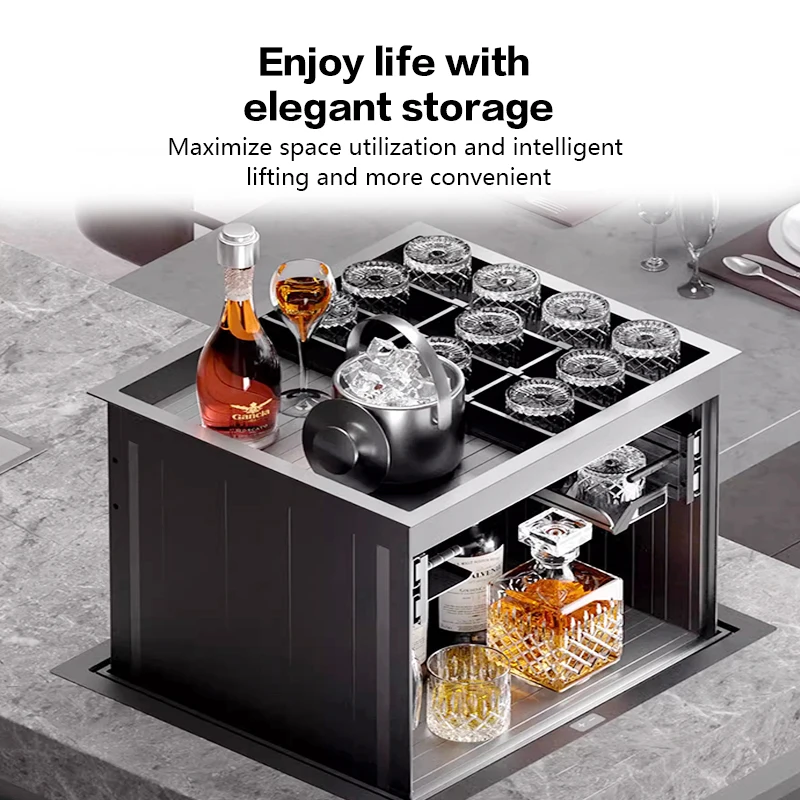 STARSHINE インテリジェント電動リフティングプルバスケットワインキャビネット二層垂直リフティングキッチン調味料プルバスケット